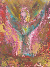 Load image into Gallery viewer, Red Angel Wall Art | Modern Angel Art | Colorful Abstract Angel | Fine Art Metallic Canvas | Bohemian Art | Spiritual Art | Happy Angel Painting | Angel Gift