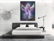 Load image into Gallery viewer, Angel Wall Art | Modern Angel Art | Abstract Angel | Fine Art Metallic Canvas | Bohemian Art | Spiritual Art | Purple Angel Painting | Gift