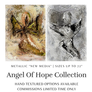 Monochrome Angel Wall Art | Angel Art | Abstract Angel | Christian Art | Fine Art Metallic Canvas | Angel Wall Art | Black and White Art